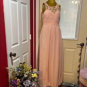 EUC Filly Flair Blush Lace Maxi Dress